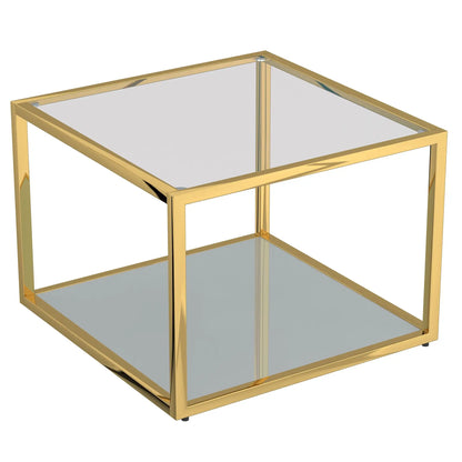 Casini Modular Glass Coffee Table – Square Design in Chrome or Gold