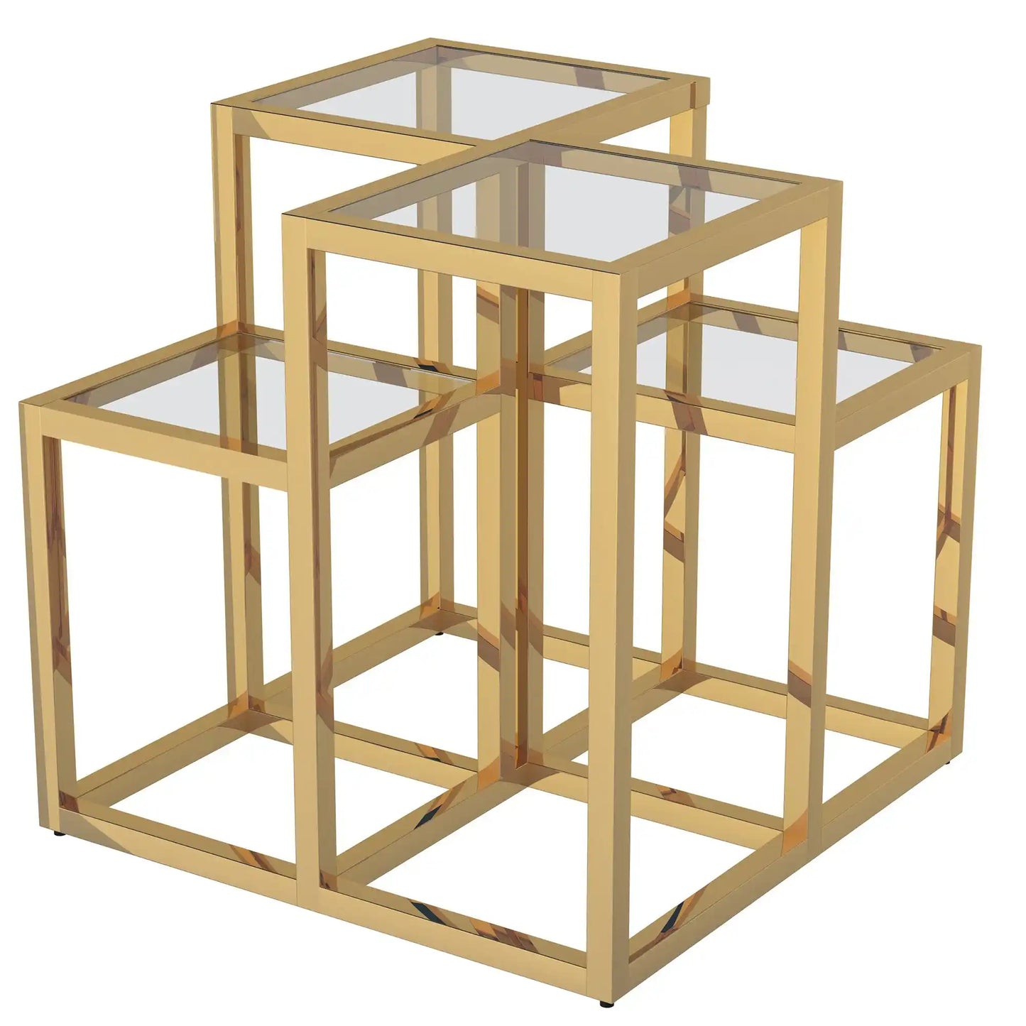 Casini Glass Accent Table with Polished Chrome or Gold Finish