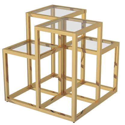 Casini Glass Accent Table with Polished Chrome or Gold Finish