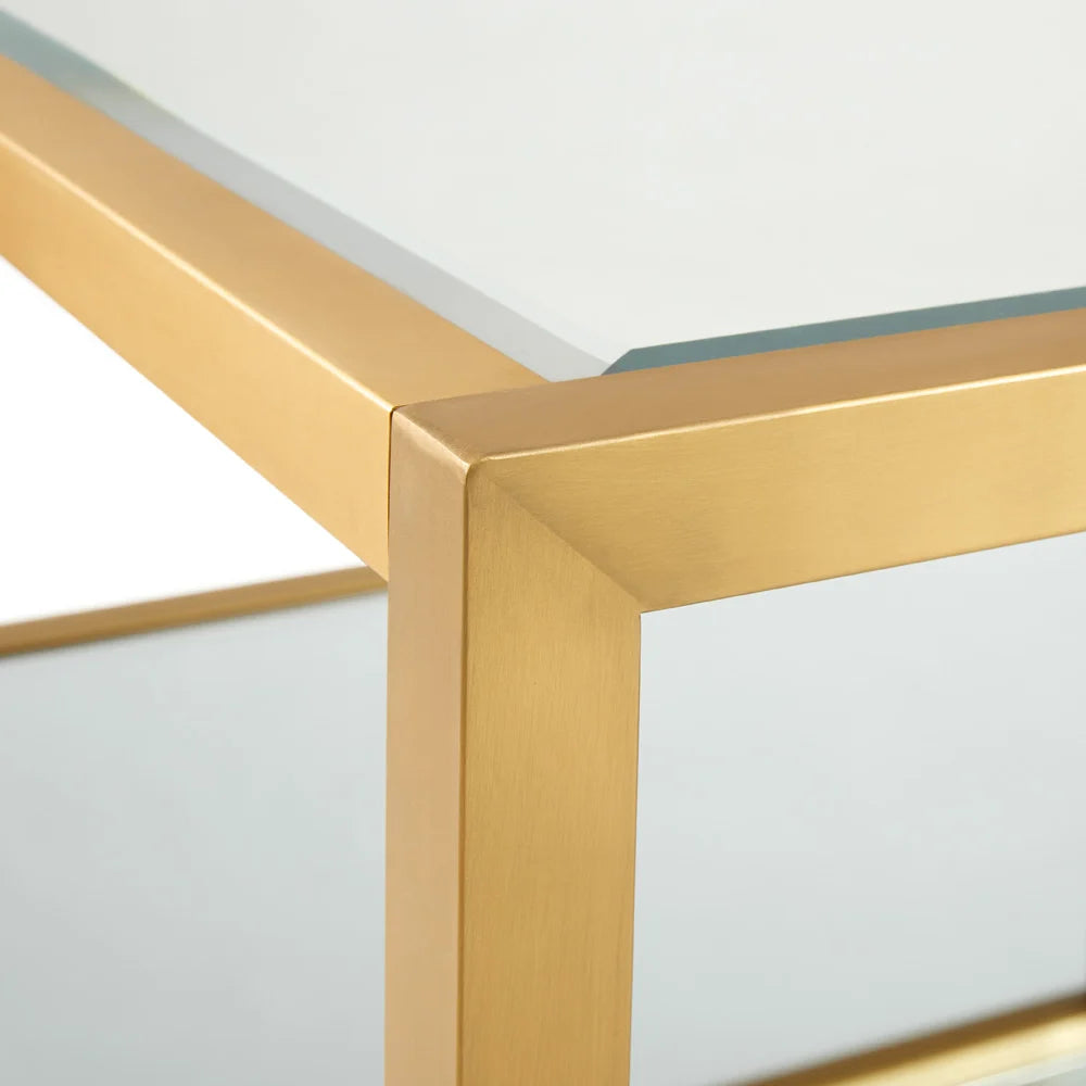 Caspian Gold Metal and Glass Coffee Table – Modern Rectangular Design