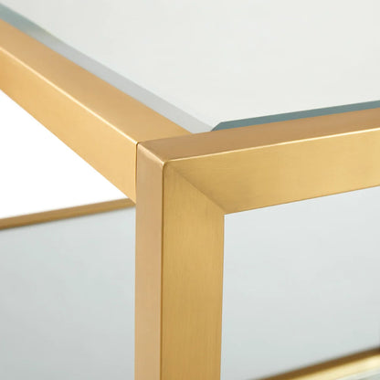 Caspian Gold Metal and Glass Coffee Table – Modern Rectangular Design