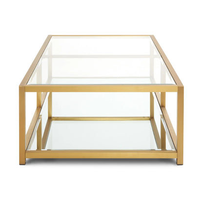 Caspian Gold Metal and Glass Coffee Table – Modern Rectangular Design