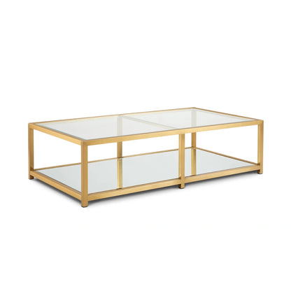 Caspian Gold Metal and Glass Coffee Table – Modern Rectangular Design