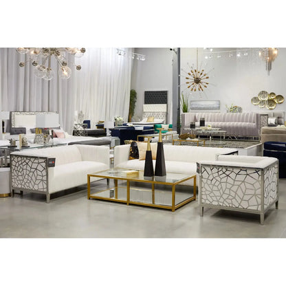 Caspian Gold Metal and Glass Coffee Table – Modern Rectangular Design