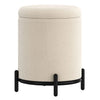 Castor Cream Boucle Storage Ottoman with Black Metal Base