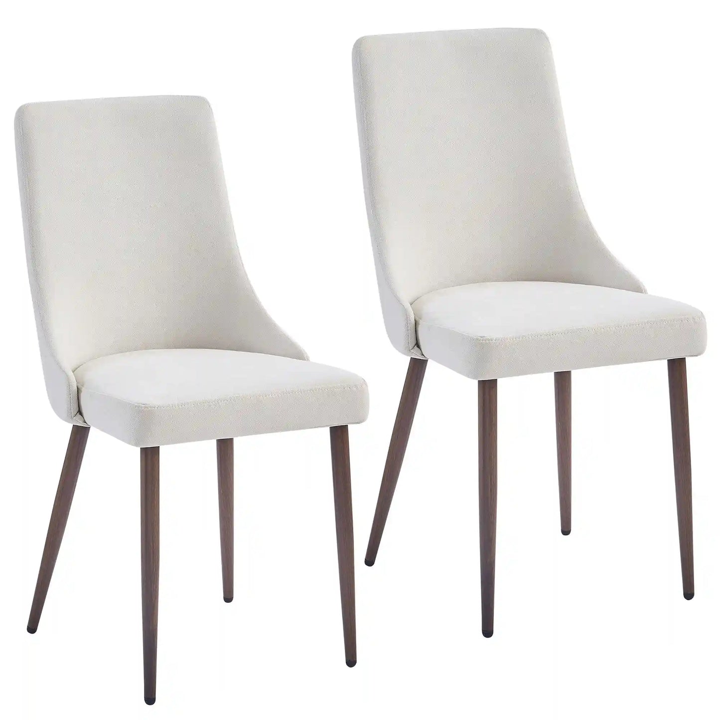 Stark/Cora 7pc Glass Dining Table Set With Beige Fabric Chairs