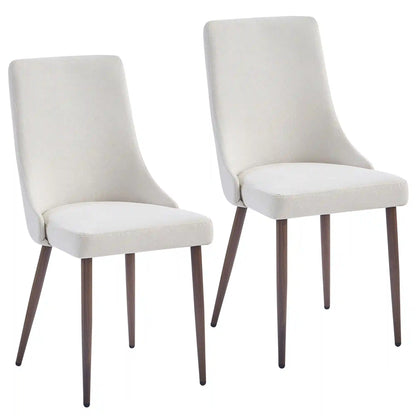 Stark/Cora 7pc Glass Dining Table Set With Beige Fabric Chairs