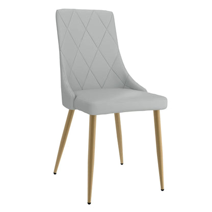 Gray chair with diamond pattern backrest on a white background