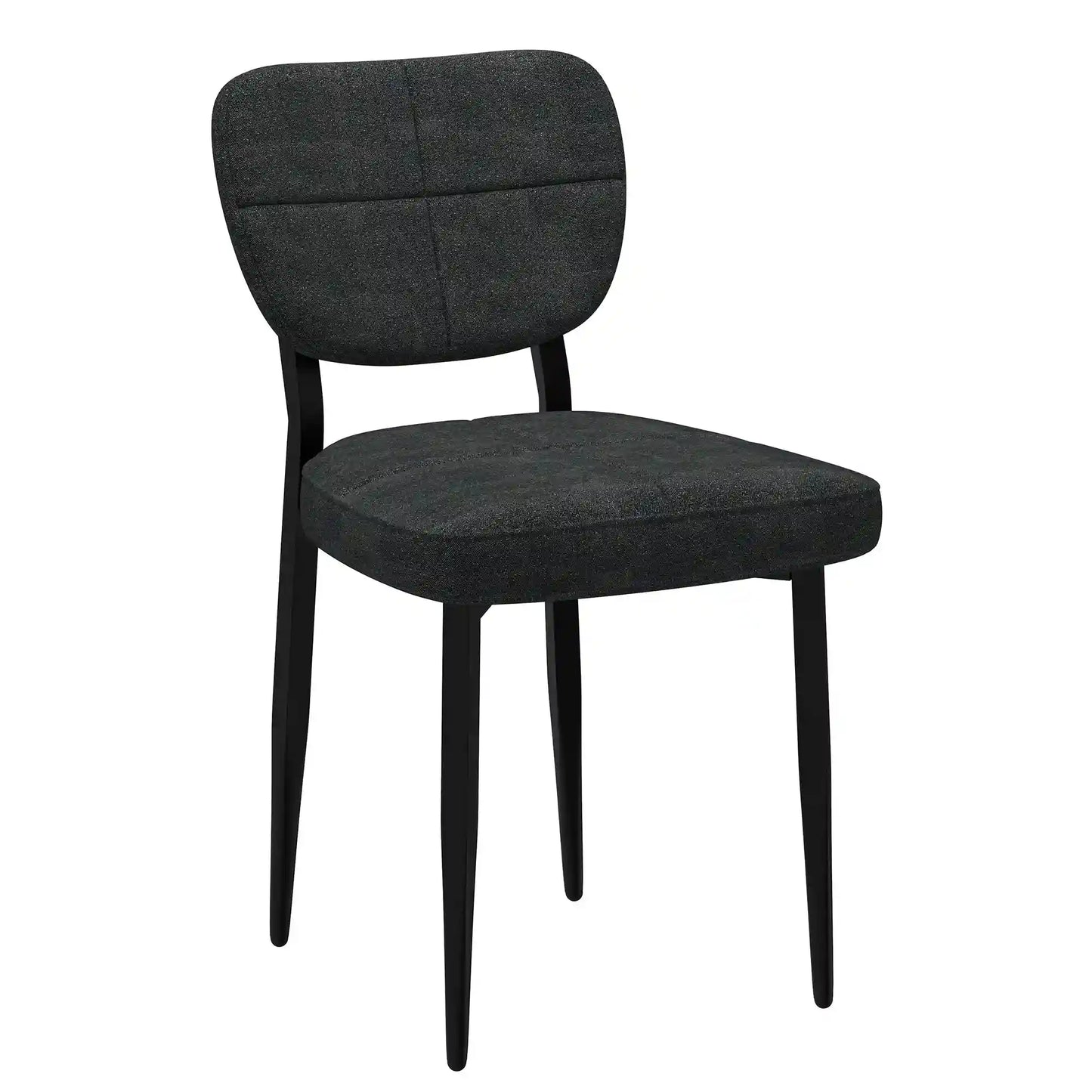 Dark gray upholstered chair on a white background