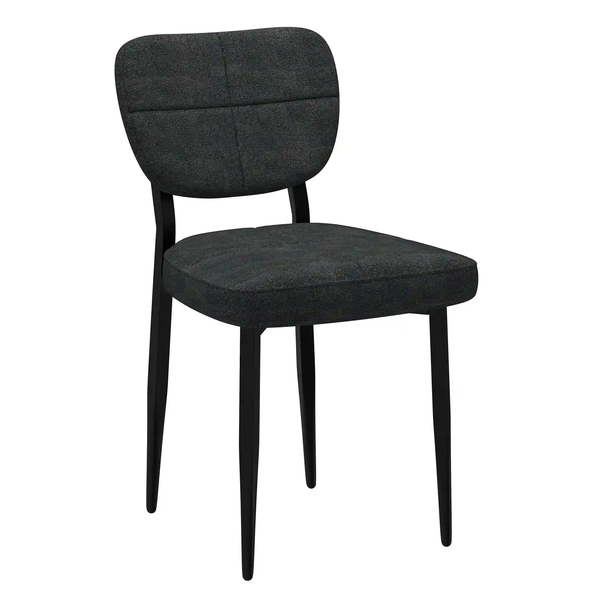Dark gray upholstered chair on a white background