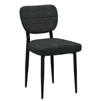 Dark gray upholstered chair on a white background