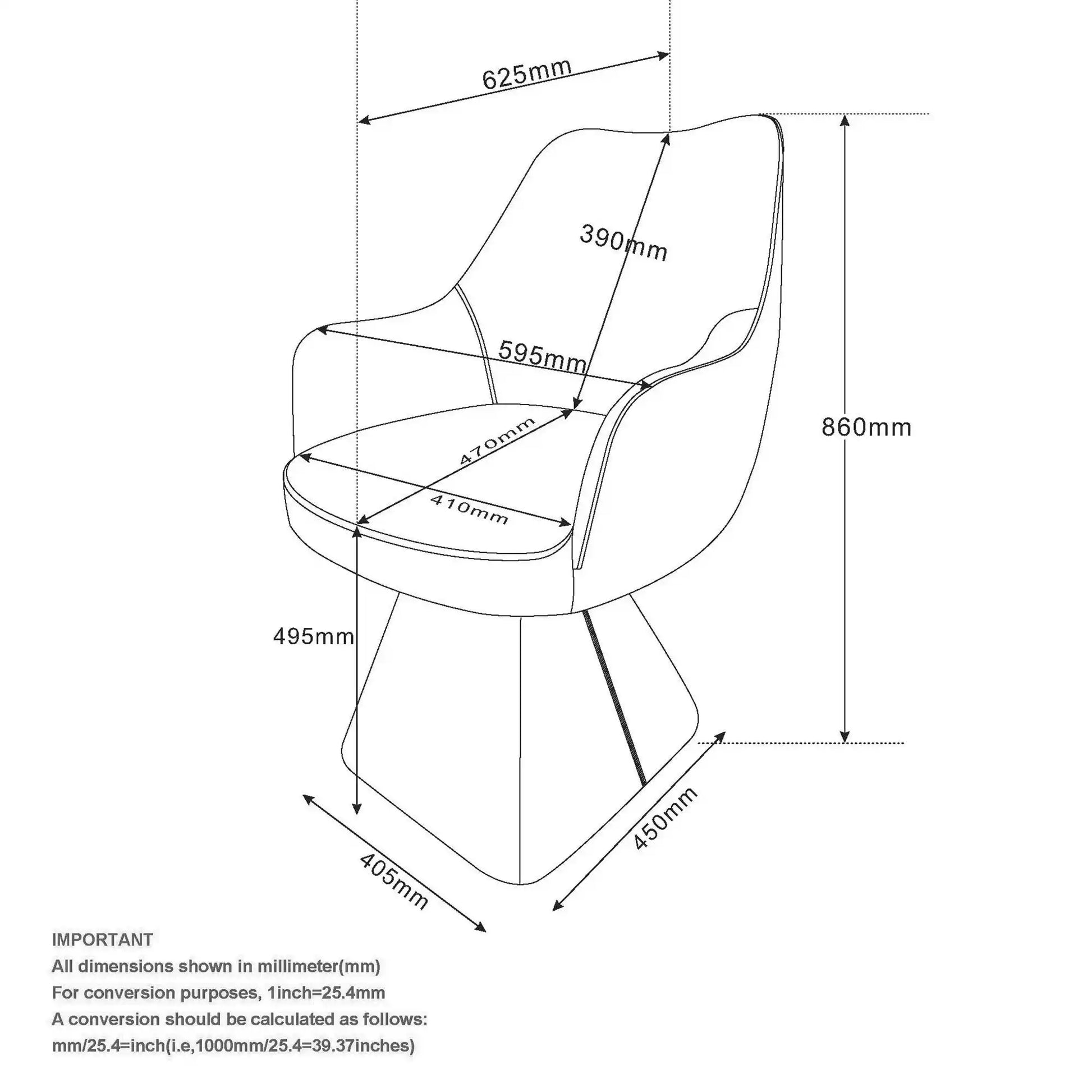 Technical drawing of the chair of  Tovas/Caprese 5pc Dining Set