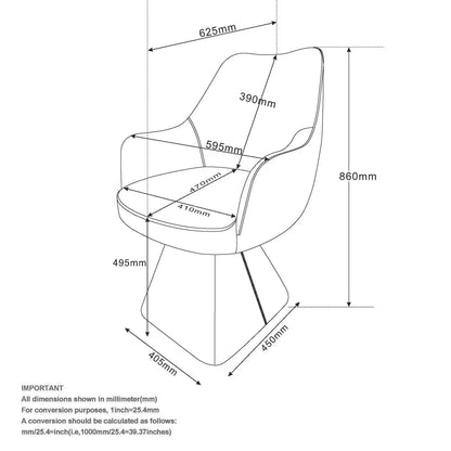Technical drawing of the chair of  Tovas/Caprese 5pc Dining Set