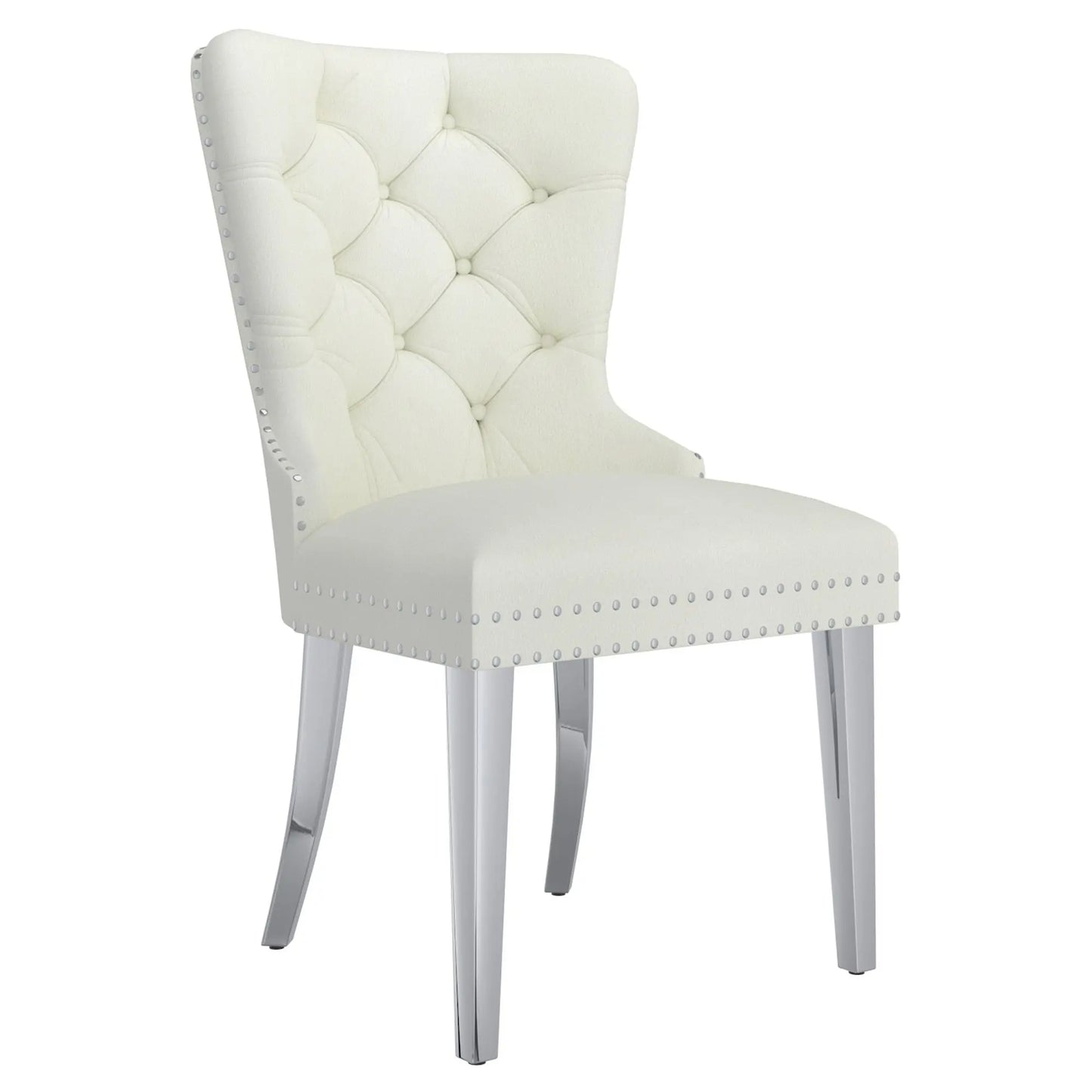 Eclipse/Hollis 7pc Modern Dining Table Set with Ivory Velvet Chairs