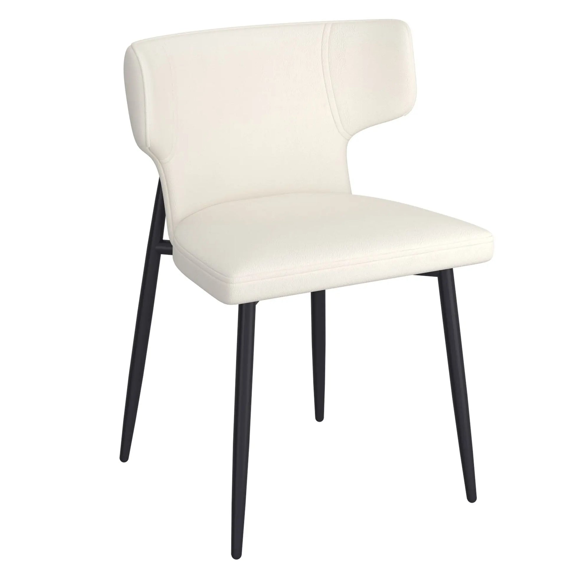 White chair with black legs on a white background