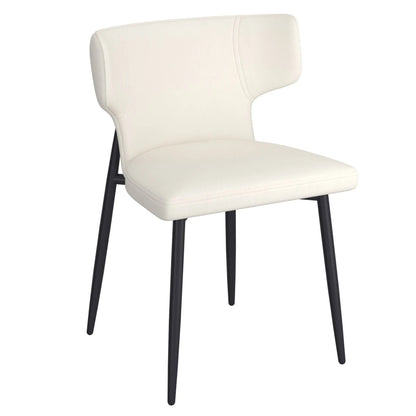 White chair with black legs on a white background