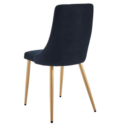 Carmilla Velvet Dining Chairs – with Gold Metal Legs - Set of 2