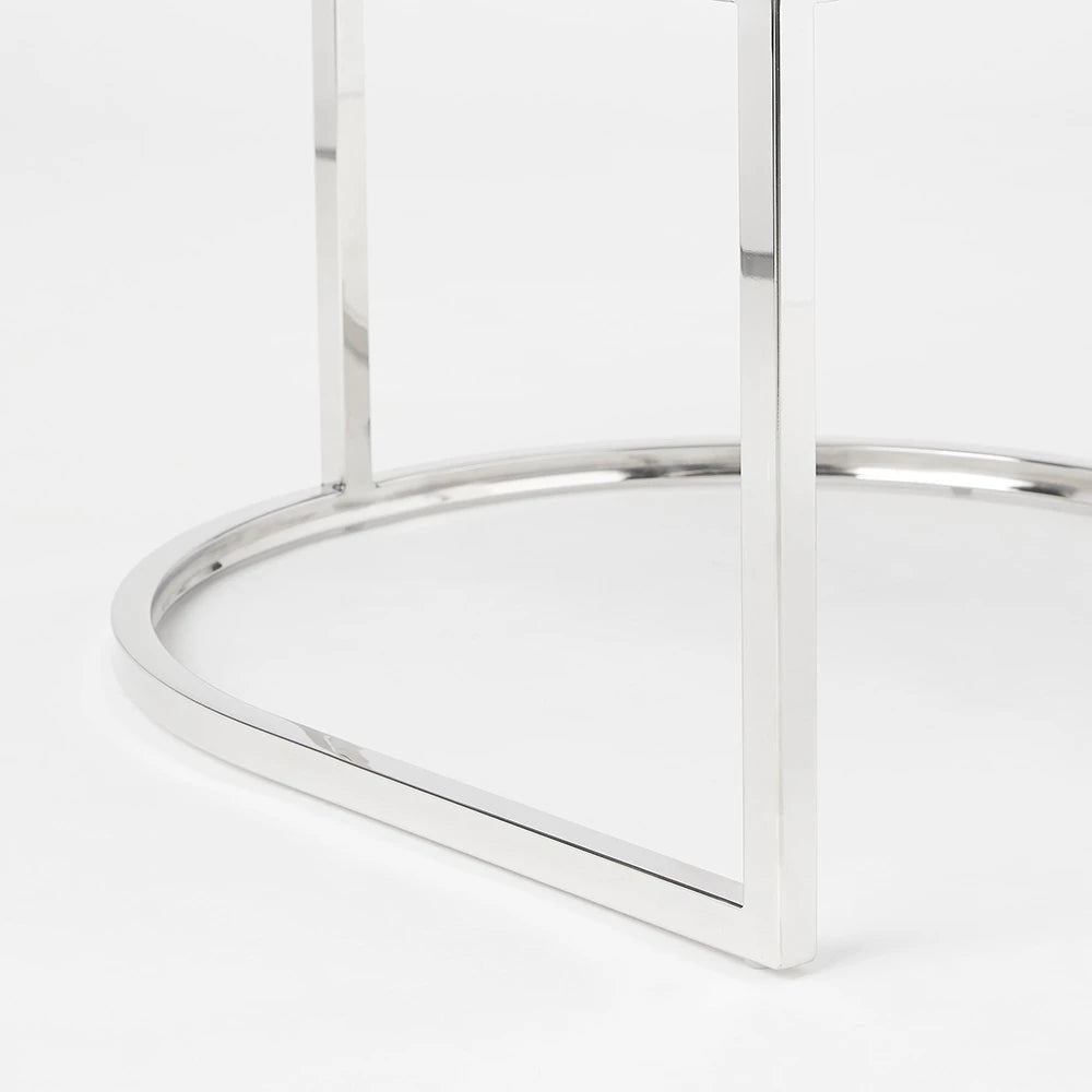 Chamberlain Blue Velvet Dining Chair – Polished Stainless Steel Legs