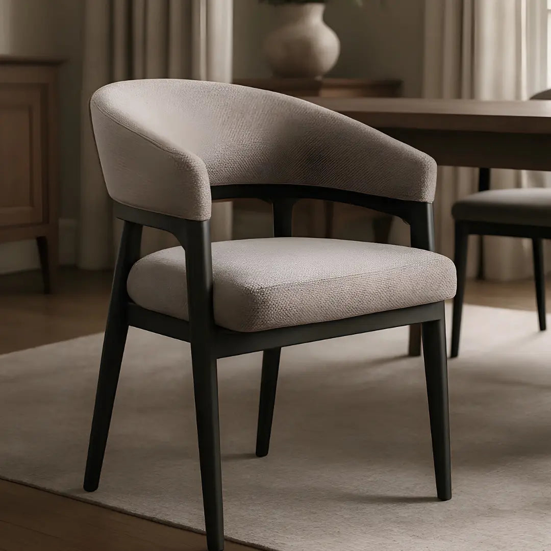 Chanler Upholstered Dining Chair – Modern Wood Frame & Linen Seat