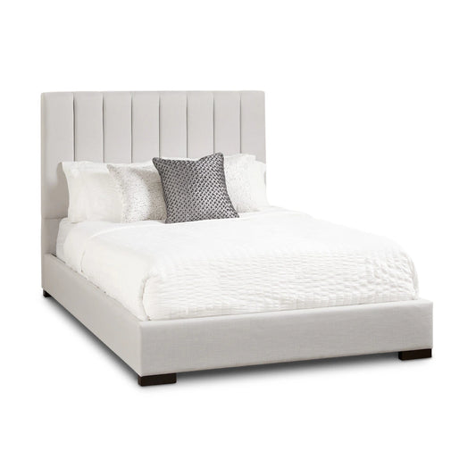 Channel Grey Upholstered King Bed with Vertical Tufted Headboard