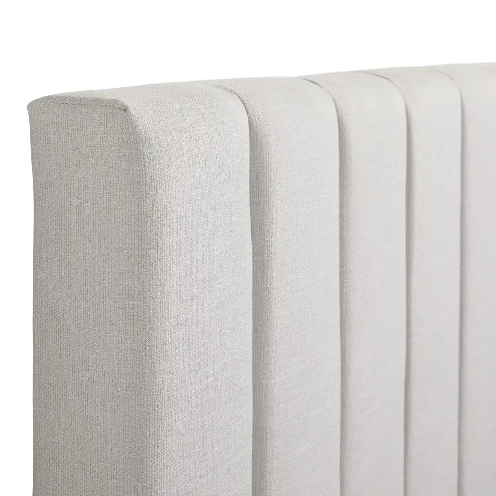 Channel Grey Upholstered King Bed with Vertical Tufted Headboard