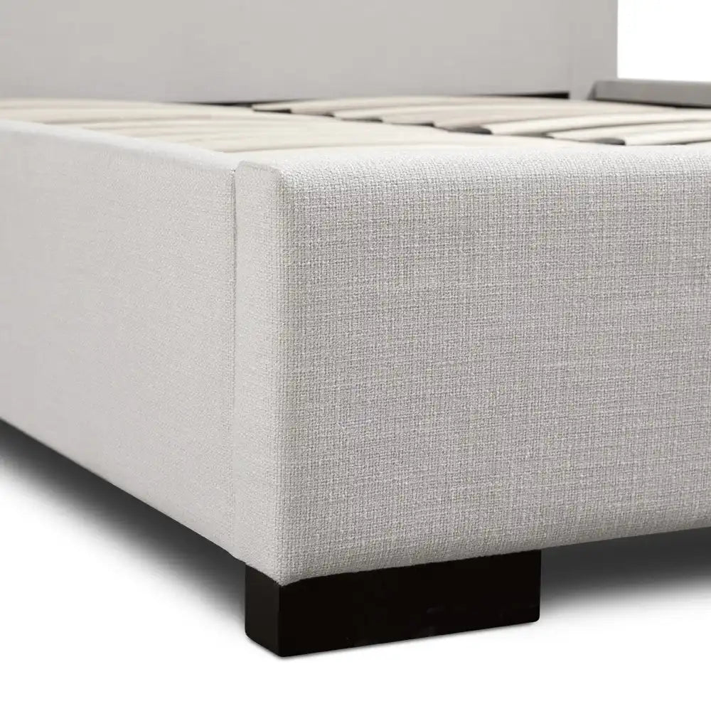 Channel Grey Upholstered King Bed with Vertical Tufted Headboard