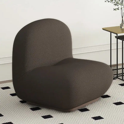 Zilano Boucle Accent Chair – Modern Cozy Seating with Walnut Base