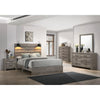 Wooden bedroom furniture set with bed, nightstands, dresser-mirror and storage chest 