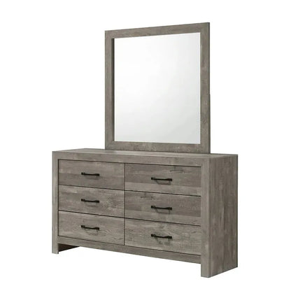 Gray dresser with mirror 