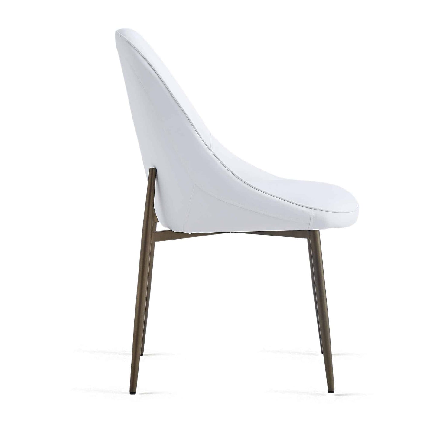 Cleo Mid-Century Modern Side Chair, Faux Leather Upholstery with Aged Gold Legs - Set of 2