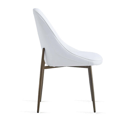Cleo Mid-Century Modern Side Chair, Faux Leather Upholstery with Aged Gold Legs - Set of 2