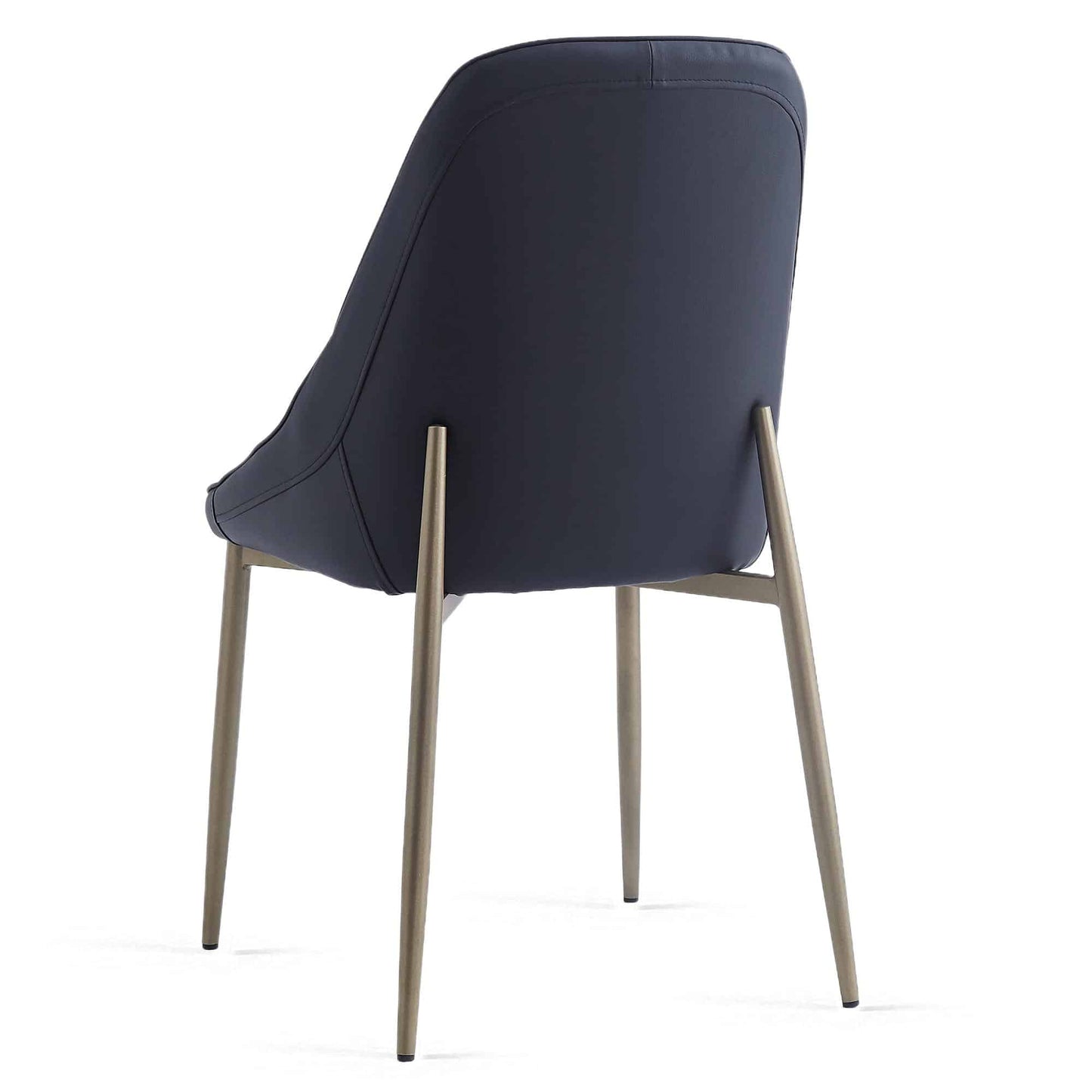 Cleo Mid-Century Modern Side Chair, Faux Leather Upholstery with Aged Gold Legs - Set of 2