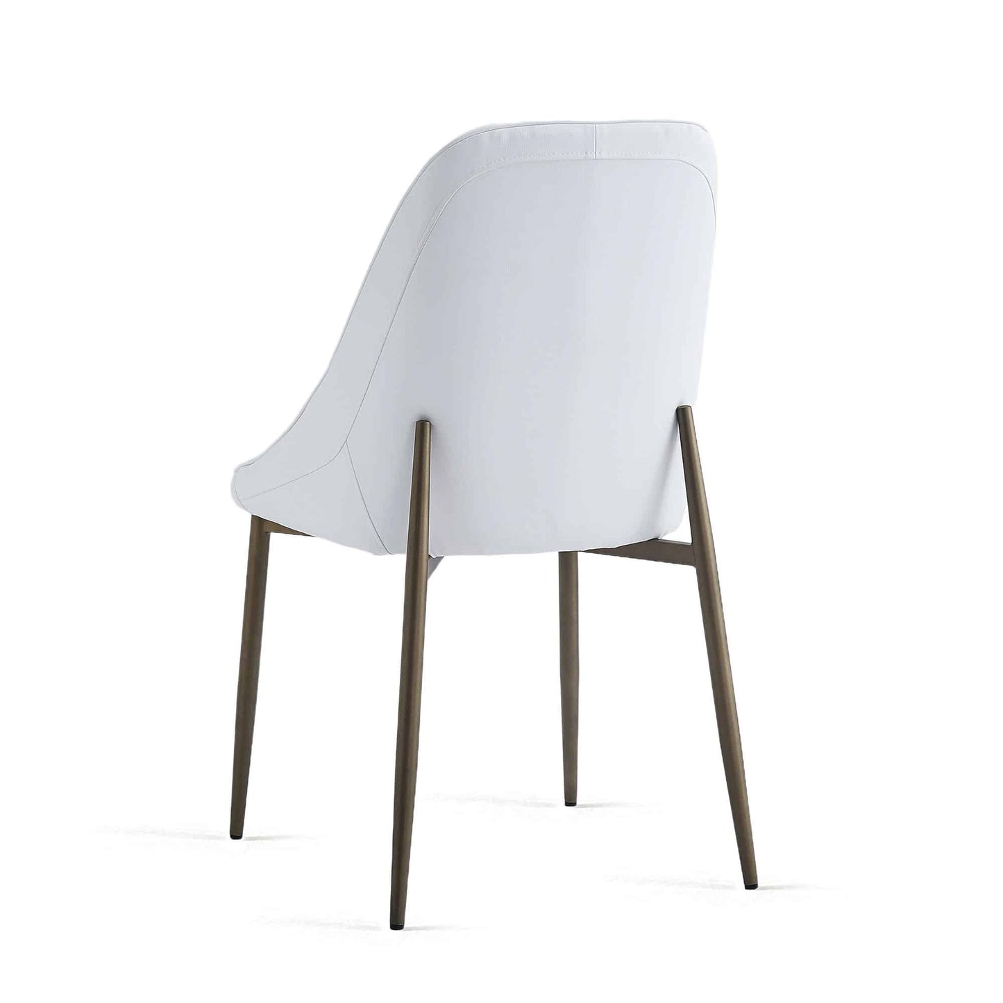 Cleo Mid-Century Modern Side Chair, Faux Leather Upholstery with Aged Gold Legs - Set of 2
