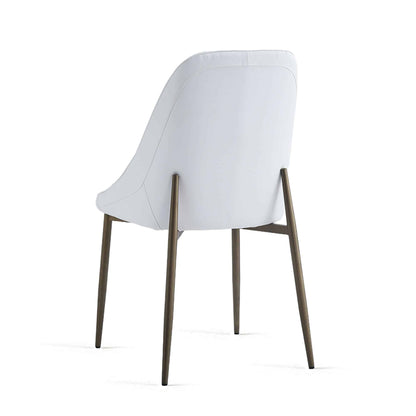 Cleo Mid-Century Modern Side Chair, Faux Leather Upholstery with Aged Gold Legs - Set of 2