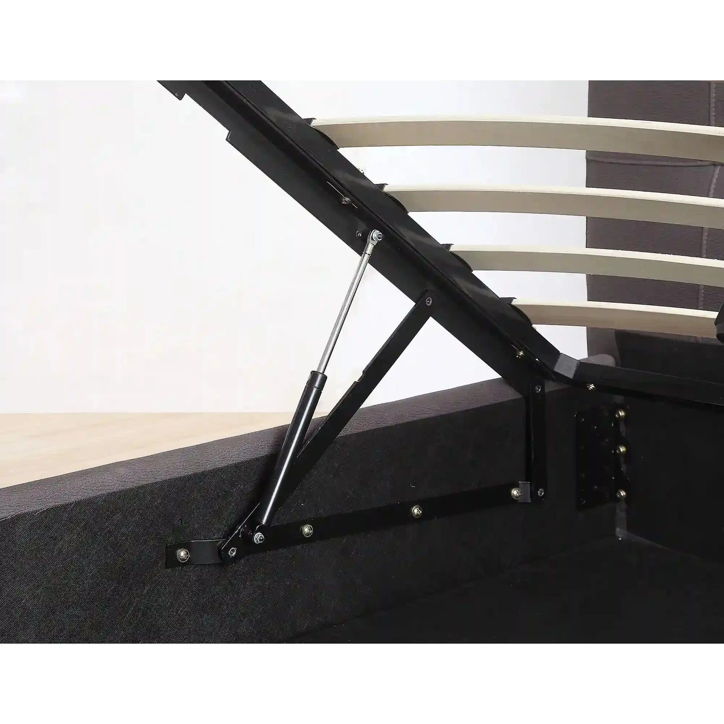 Extara 78" King Storage Platform Bed in Grey Faux Nubuck