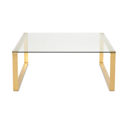 David Gold Coffee Table – Square Glass Top with Brushed Gold Frame