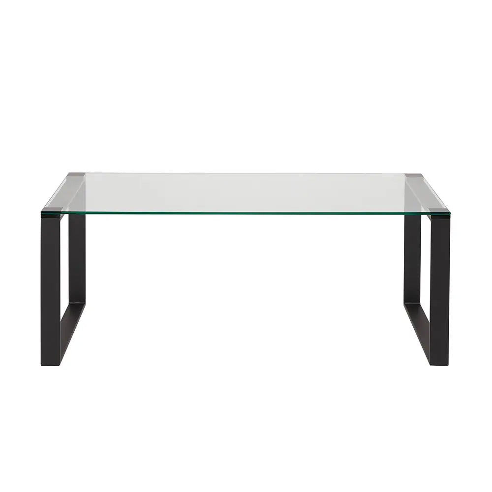 Contemporary Black Rectangular Coffee Table – Glass & Metal Design