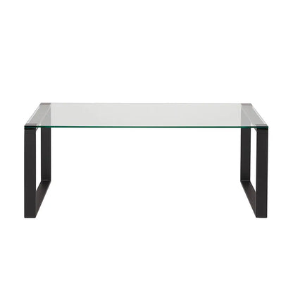 Contemporary Black Rectangular Coffee Table – Glass & Metal Design