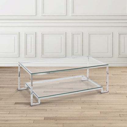 Krista Stainless Steel Coffee Table with Tempered Glass Top