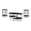 Black glass coffee table set with two matching side tables 