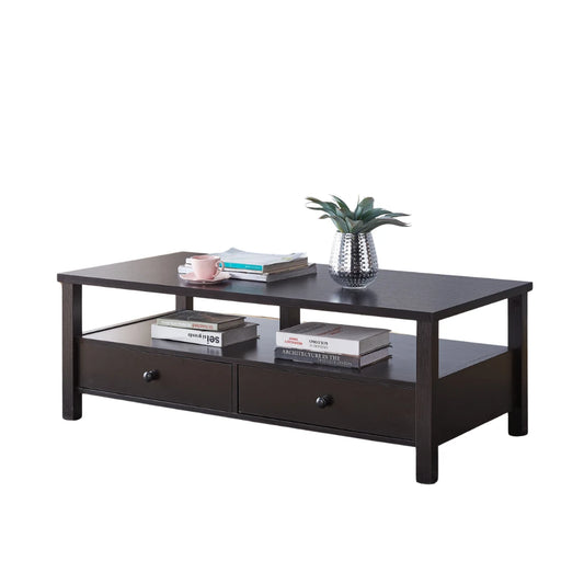 Espresso coffee table with storage drawer