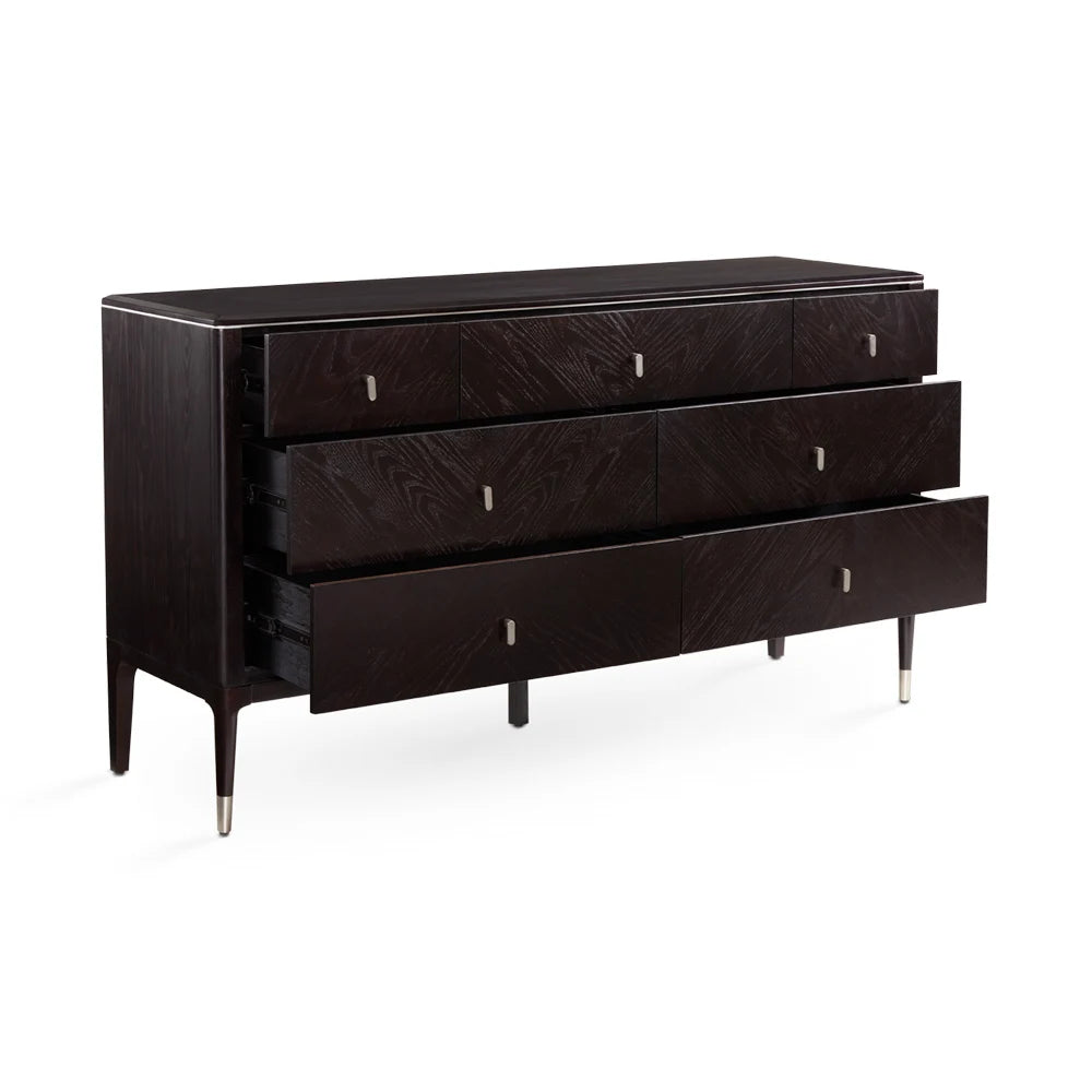Colette Wood Dresser with Silver Knobs – Ample Storage for Modern Home