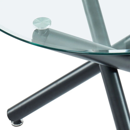 Suzette 40 Round Glass Dining Table with Black Metal Base