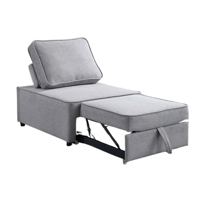 Gray upholstered chair with pull-out bed mechanism 