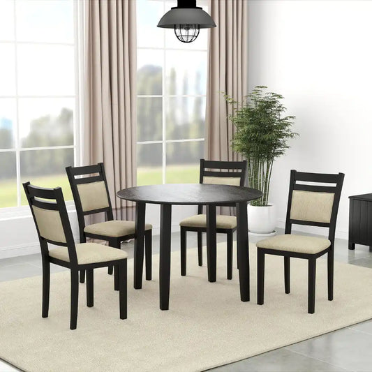 Conrad 5pc Small Dining Table Set with Drop-Leaf Round Table