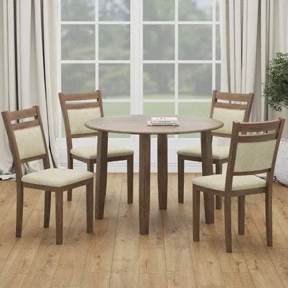 Conrad 5pc Small Dining Table Set with Drop-Leaf Round Table