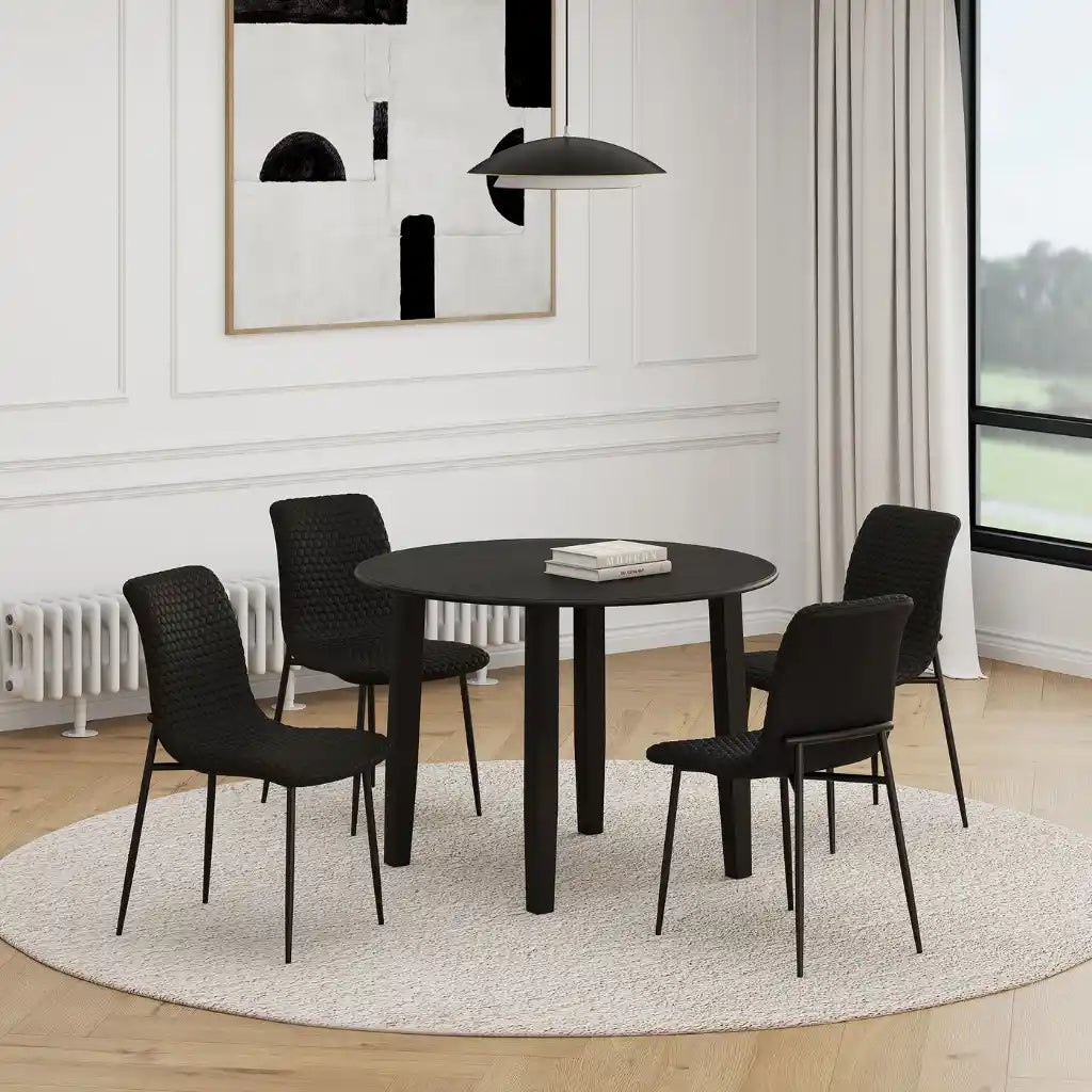 Conrad/Brixx 5pc Small Dining Table Set with Drop-Leaf Round Table