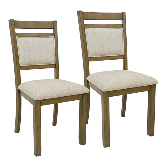 Conrad Modern Wood Dining Chairs Set of 2 – Beige Cushioned Upholstery