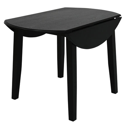 Conrad 42" Black Round Dining Table with Drop Leaf
