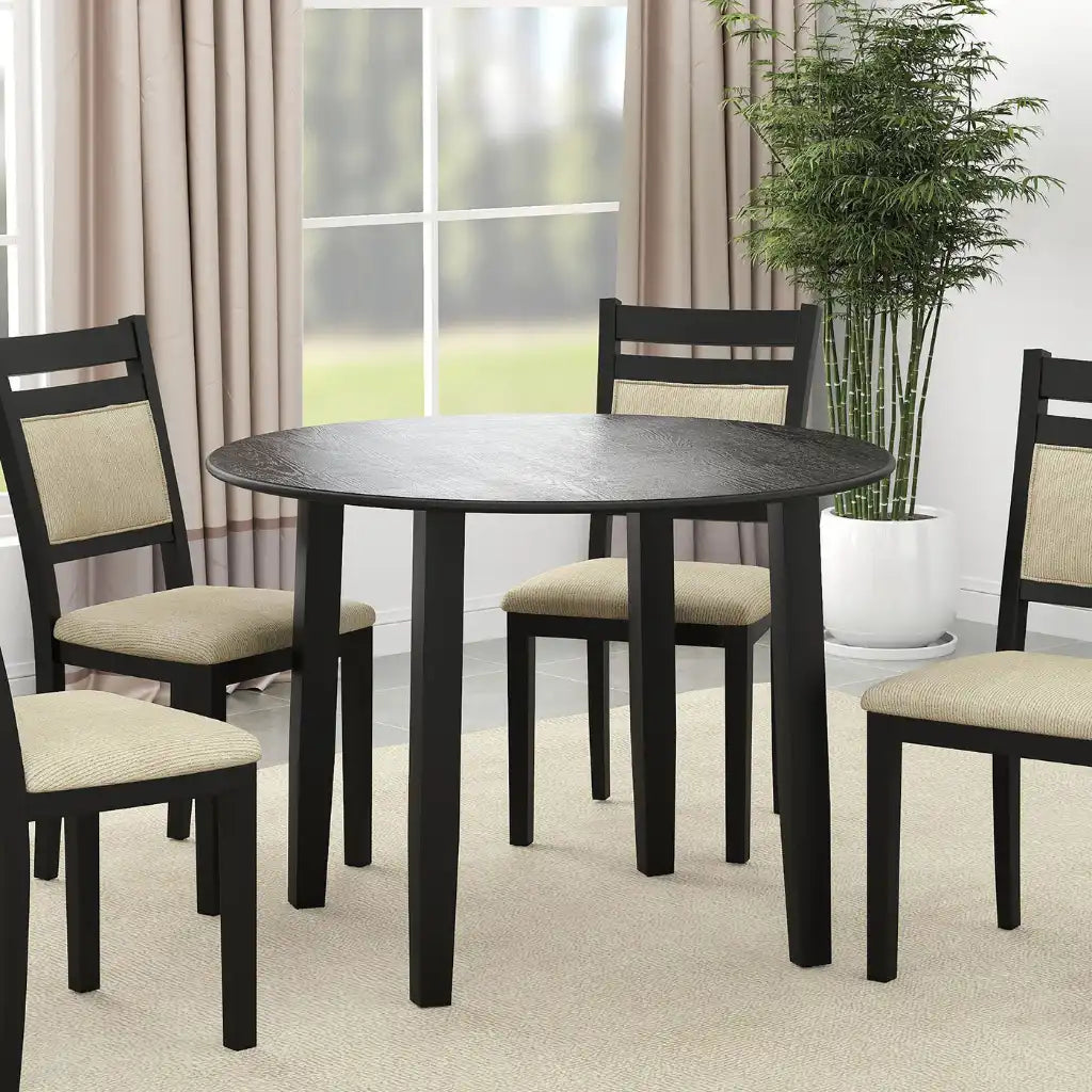 Conrad 42" Black Round Dining Table with Drop Leaf